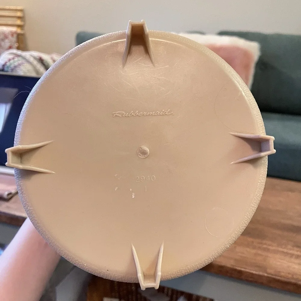 Mid Century Rubbermaid 2940 Tan Gold Starburst Design Waste Basket Trash Can MCM